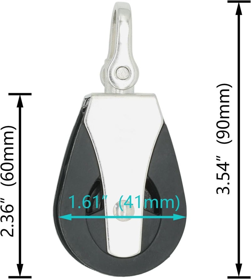 LTEMG High Load Marine Stainless Steel Nylon Block Single Pulley,Smooth Silent Bearing,Rope Runner Boat Accessories(2 Pcs) - Image 2